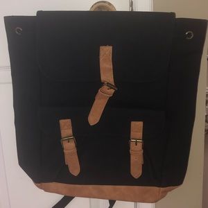 Black/Brown Canvas backpack - New.